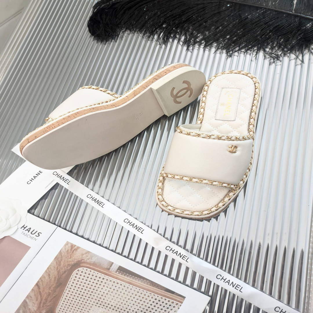 Chanel Women's Sandals Chanel Slippers Lambskin C90135