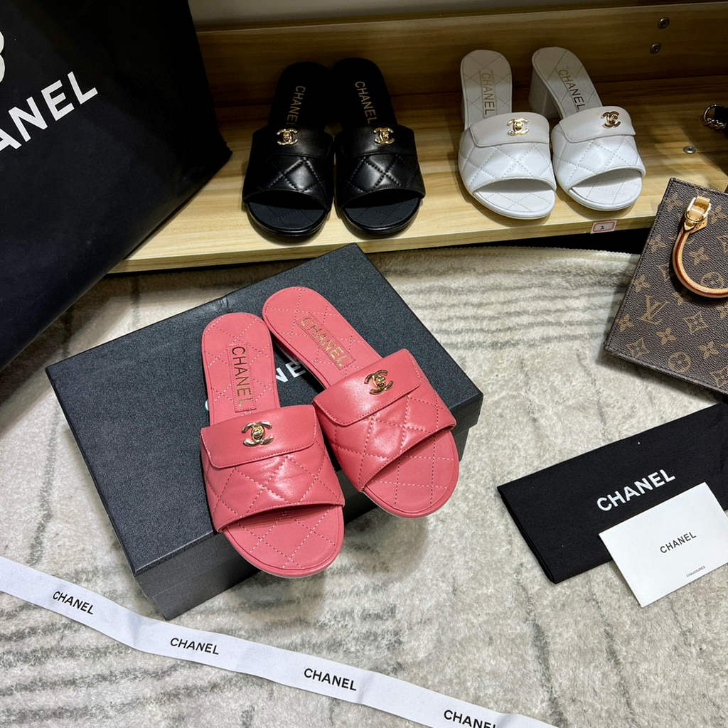 Chanel Women's Sandals Chanel Slippers Shoes Lambskin C90121