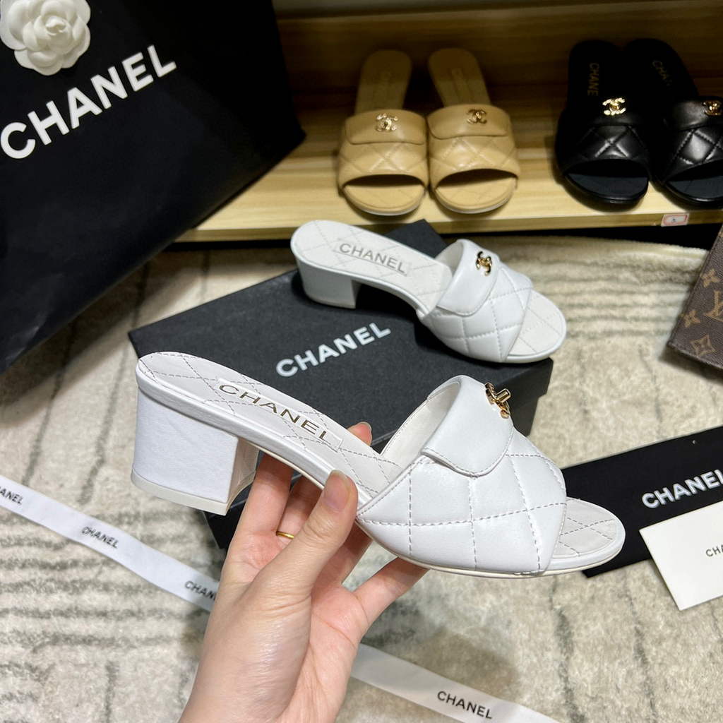 Chanel Women's Sandals Chanel Slippers Shoes Lambskin C90122