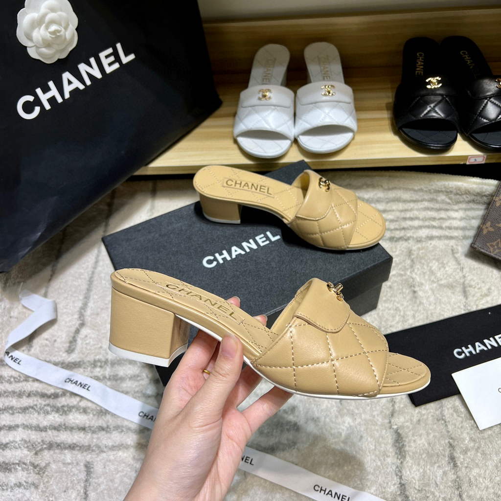 Chanel Women's Sandals Chanel Slippers Shoes Lambskin C90122