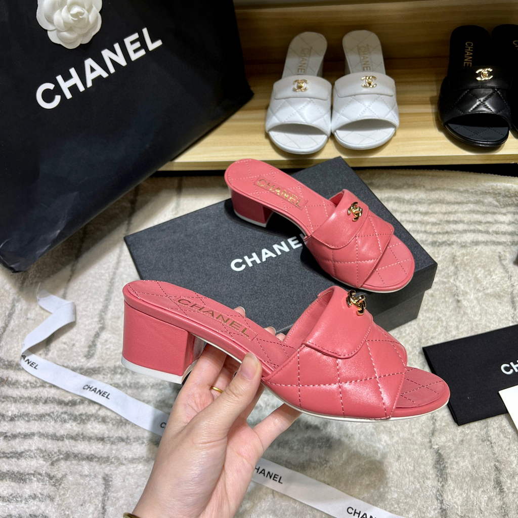 Chanel Women's Sandals Chanel Slippers Shoes Lambskin C90122