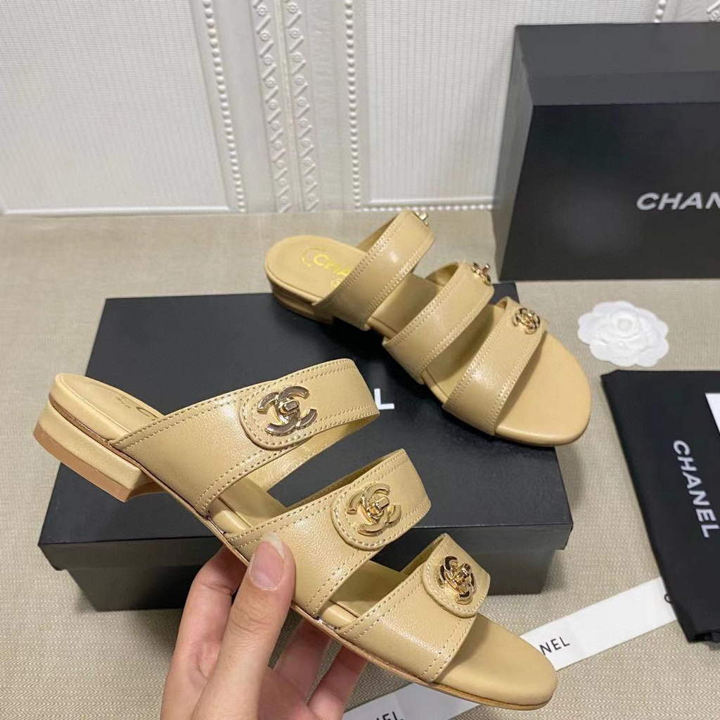 Chanel Women's Sandals Chanel Slippers Shoes Lambskin C90123