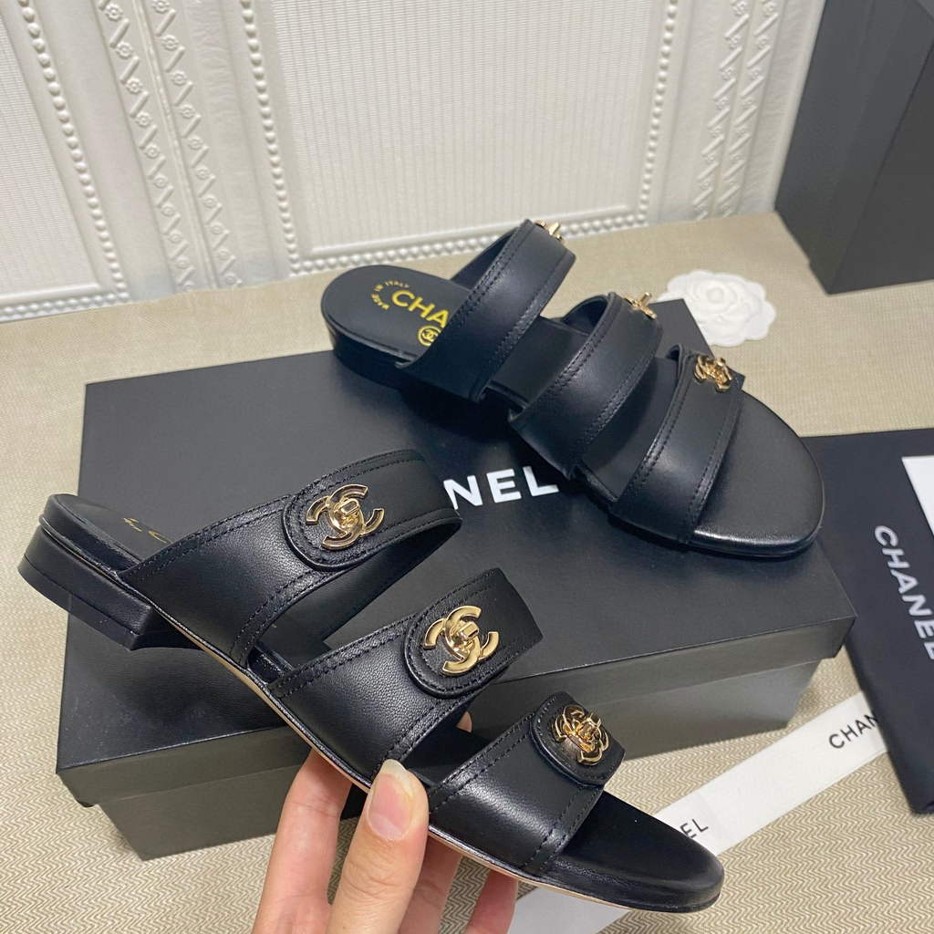 Chanel Women's Sandals Chanel Slippers Shoes Lambskin C90123