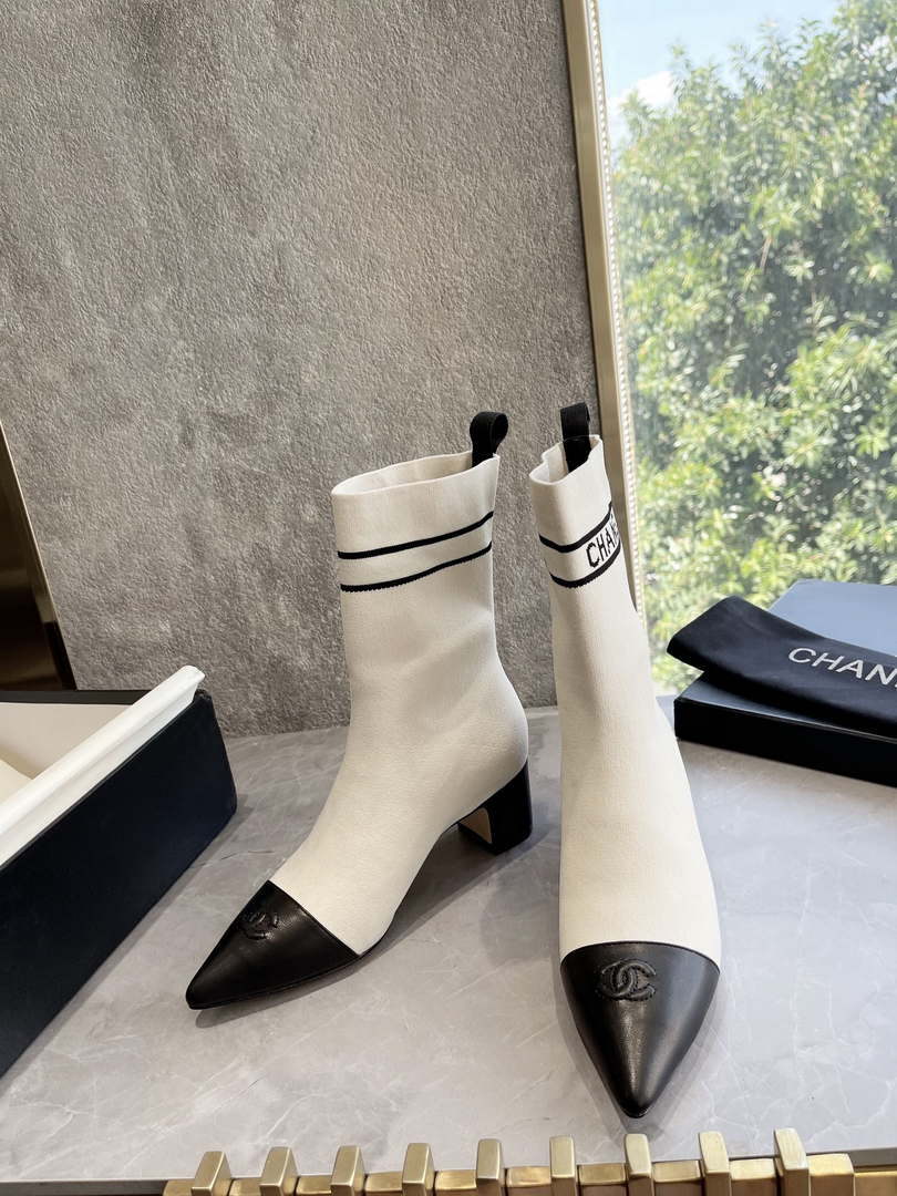 Chanel Women's Shoes Elastic Knitting Ankle Boots 193734
