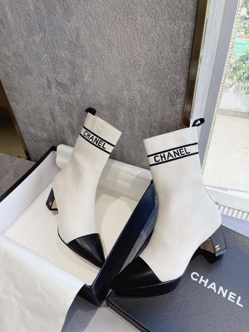 Chanel Women's Shoes Elastic Knitting Ankle Boots 193734