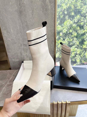 Chanel Women's Shoes Elastic Knitting Ankle Boots 193734 - 35 - View 3