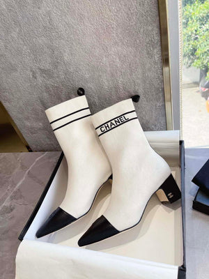 Chanel Women's Shoes Elastic Knitting Ankle Boots 193734 - 35 - View 2