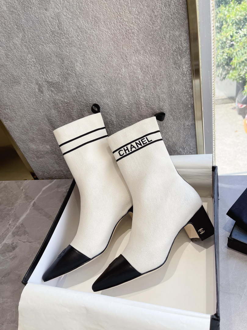 Chanel Women's Shoes Elastic Knitting Ankle Boots 193734 - 35 - View 2