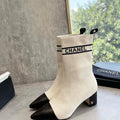 Chanel Women's Shoes Elastic Knitting Ankle Boots 193734 - 35 - View 1