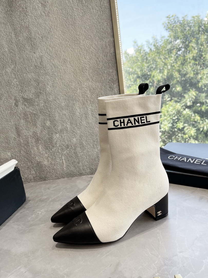Chanel Women's Shoes Elastic Knitting Ankle Boots 193734