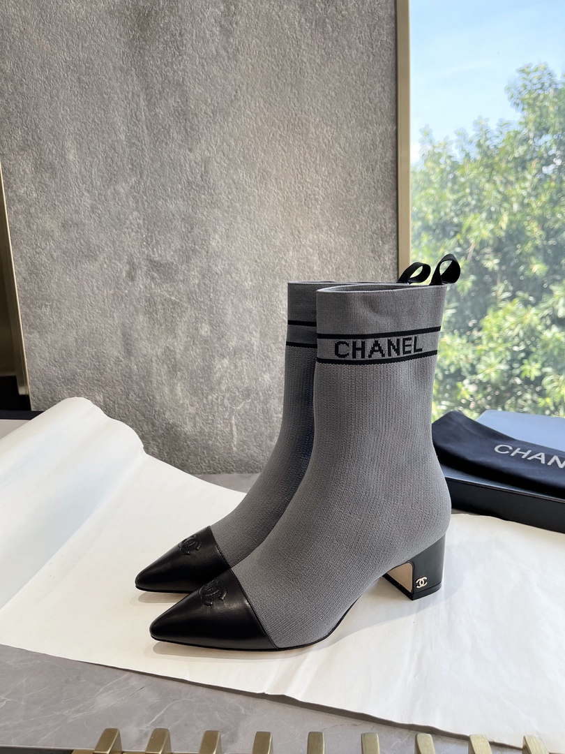Chanel Women's Shoes Elastic Knitting Ankle Boots 193735