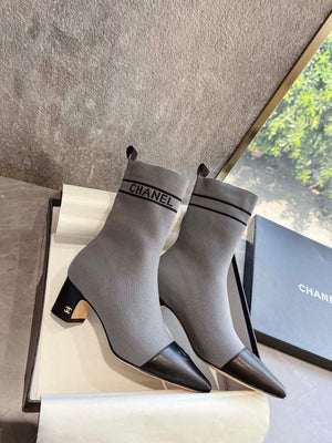 Chanel Women's Shoes Elastic Knitting Ankle Boots 193735 - 35 - View 2