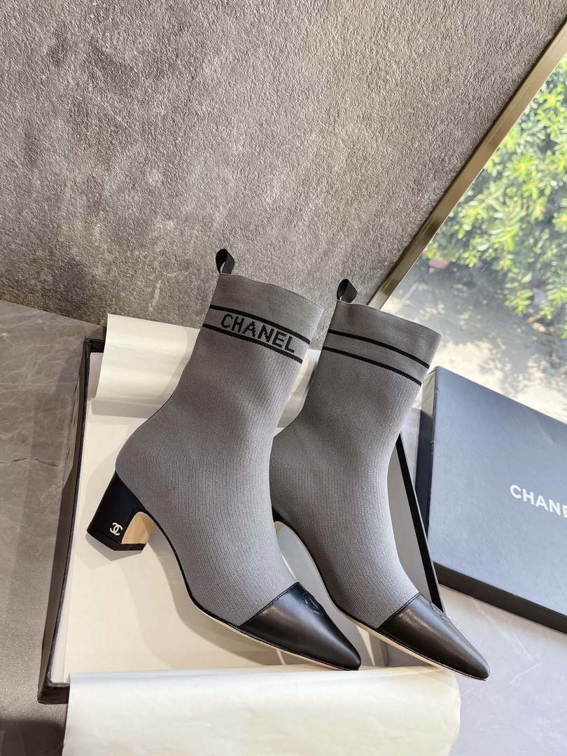 Chanel Women's Shoes Elastic Knitting Ankle Boots 193735