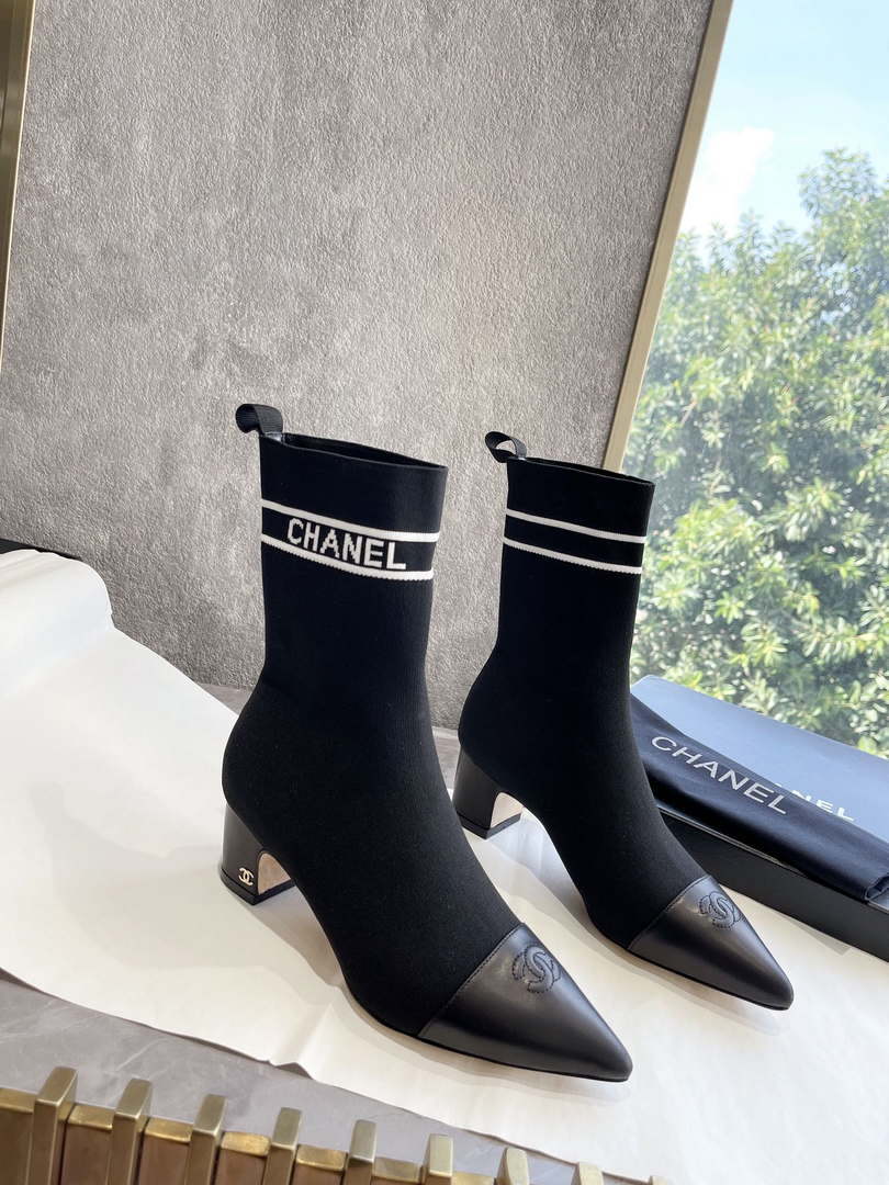 Chanel Women's Shoes Elastic Knitting Ankle Boots 193736