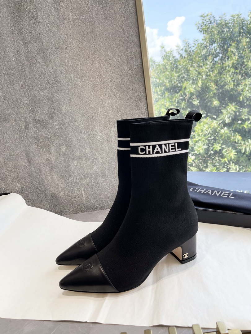 Chanel Women's Shoes Elastic Knitting Ankle Boots 193736 - 35 - View 7