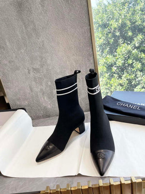 Chanel Women's Shoes Elastic Knitting Ankle Boots 193736 - 35 - View 1