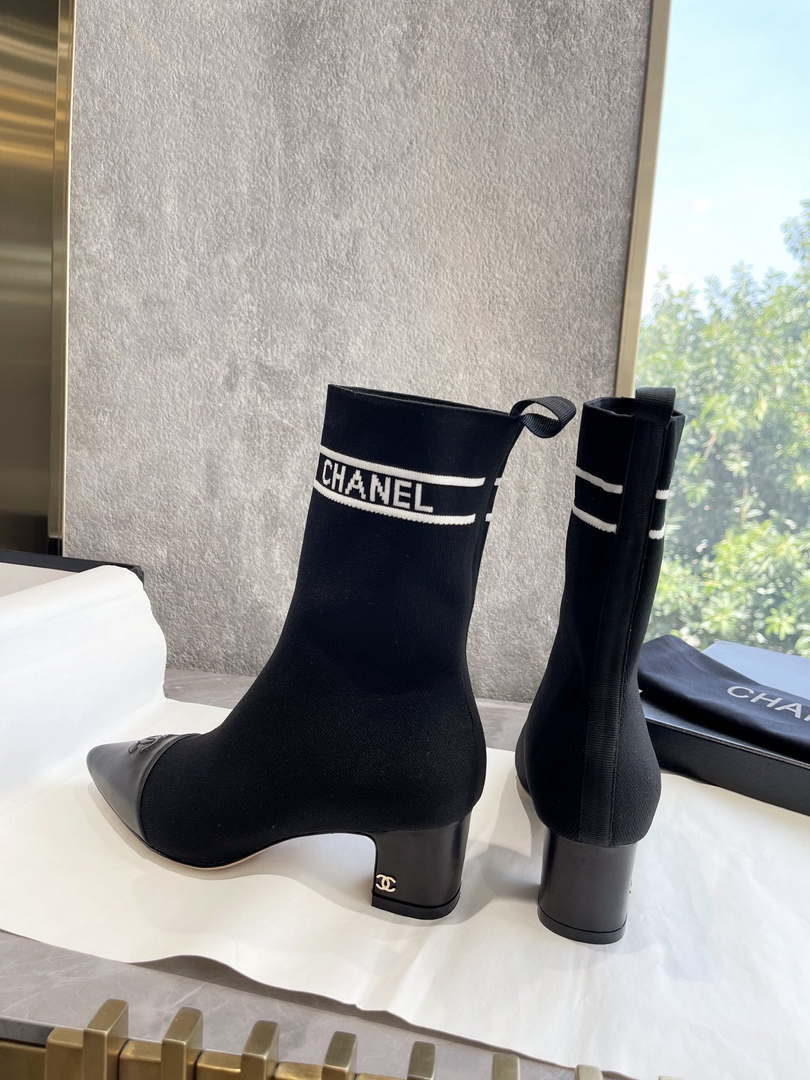 Chanel Women's Shoes Elastic Knitting Ankle Boots 193736