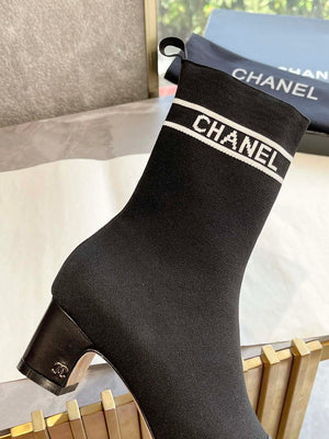Chanel Women's Shoes Elastic Knitting Ankle Boots 193736 - 35 - View 4