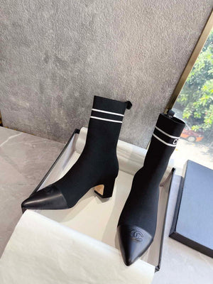 Chanel Women's Shoes Elastic Knitting Ankle Boots 193736 - 35 - View 3