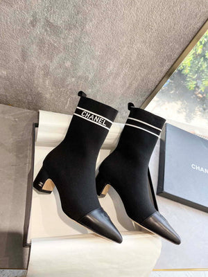 Chanel Women's Shoes Elastic Knitting Ankle Boots 193736 - 35 - View 2