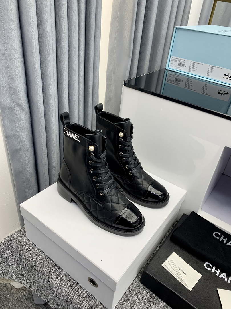 Chanel Women's Shoes G39162 Y55902 94305 Ankle Boots Lace-Ups 189734 - 35 - View 8