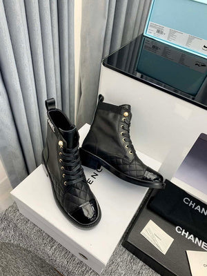 Chanel Women's Shoes G39162 Y55902 94305 Ankle Boots Lace-Ups 189734 - 35 - View 5