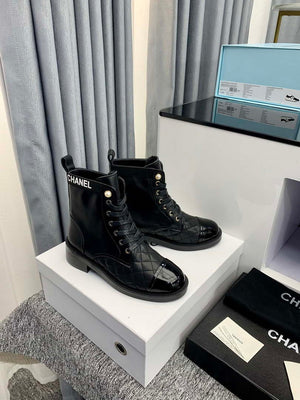 Chanel Women's Shoes G39162 Y55902 94305 Ankle Boots Lace-Ups 189734 - 35 - View 4