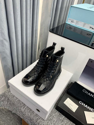 Chanel Women's Shoes G39162 Y55902 94305 Ankle Boots Lace-Ups 189734 - 35 - View 2