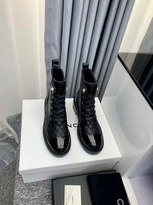 Chanel Women's Shoes G39162 Y55902 94305 Ankle Boots Lace-Ups 189734 - 35 - View 1