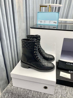 Chanel Women's Shoes G39162 Y55902 94305 Ankle Boots Lace-Ups 189735 - 35 - View 9