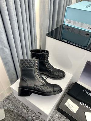 Chanel Women's Shoes G39162 Y55902 94305 Ankle Boots Lace-Ups 189735 - 35 - View 5
