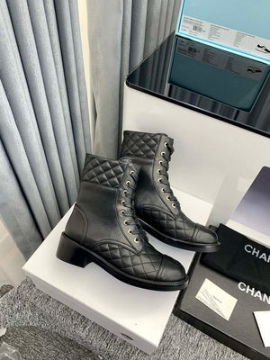 Chanel Women's Shoes G39162 Y55902 94305 Ankle Boots Lace-Ups 189735 - 35 - View 4