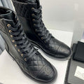 Chanel Women's Shoes G39162 Y55902 94305 Ankle Boots Lace-Ups 189735 - 35 - View 1