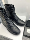 Chanel Women's Shoes G39162 Y55902 94305 Ankle Boots Lace-Ups 189735