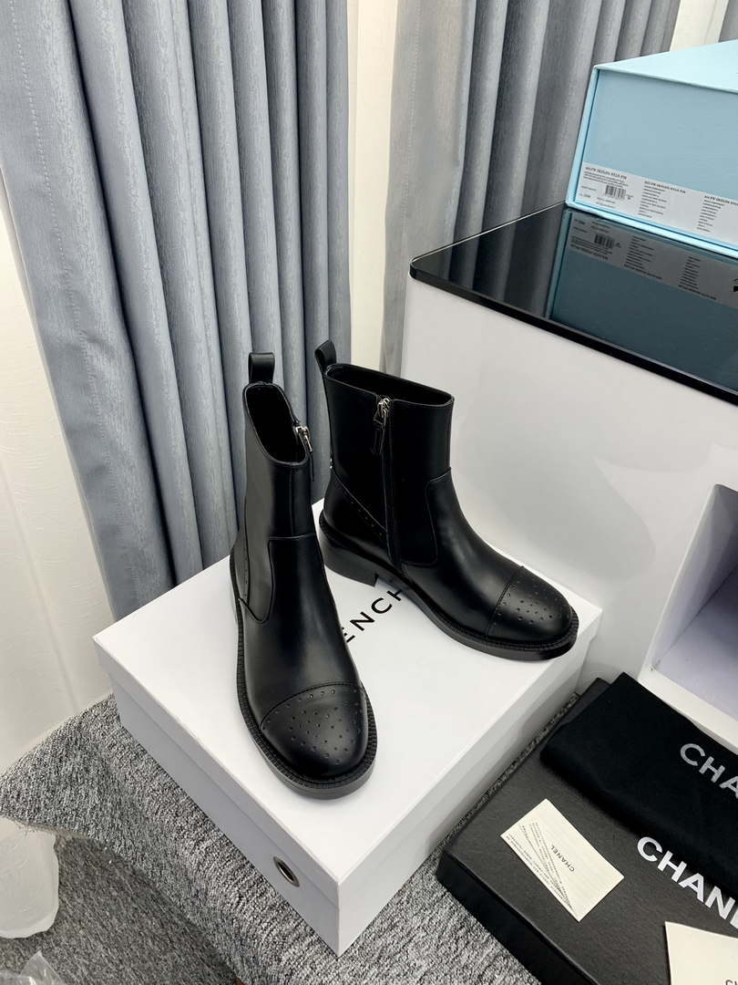 Chanel Women's Shoes G39162 Y55902 94305 Ankle Boots Lace-Ups 189738