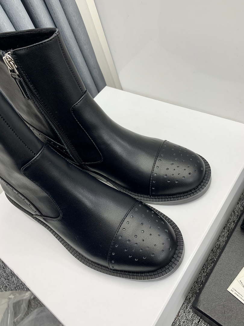 Chanel Women's Shoes G39162 Y55902 94305 Ankle Boots Lace-Ups 189738