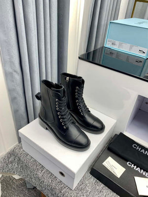 Chanel Women's Shoes G39162 Y55902 94305 Ankle Boots Lace-Ups 189743 - 35 - View 8