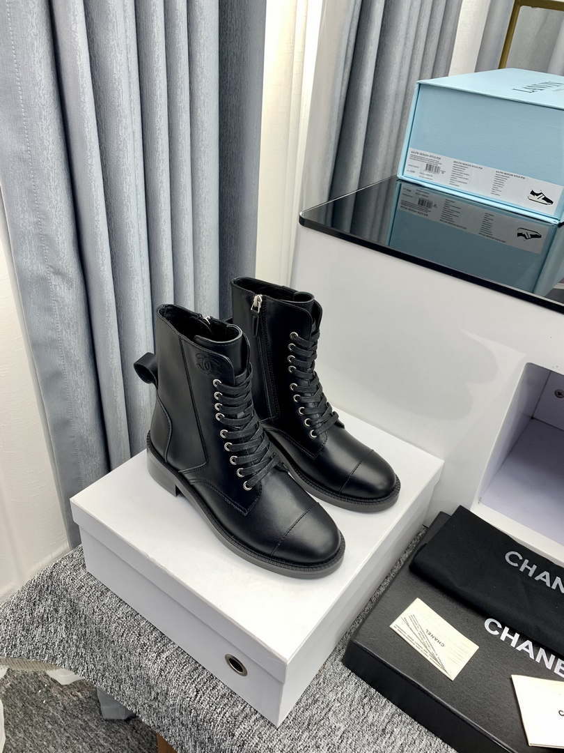 Chanel Women's Shoes G39162 Y55902 94305 Ankle Boots Lace-Ups 189743 - 35 - View 8