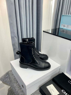 Chanel Women's Shoes G39162 Y55902 94305 Ankle Boots Lace-Ups 189743 - 35 - View 7