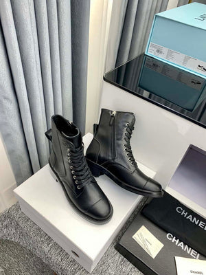 Chanel Women's Shoes G39162 Y55902 94305 Ankle Boots Lace-Ups 189743 - 35 - View 6