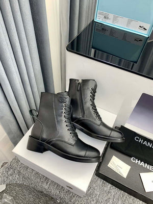 Chanel Women's Shoes G39162 Y55902 94305 Ankle Boots Lace-Ups 189743 - 35 - View 4