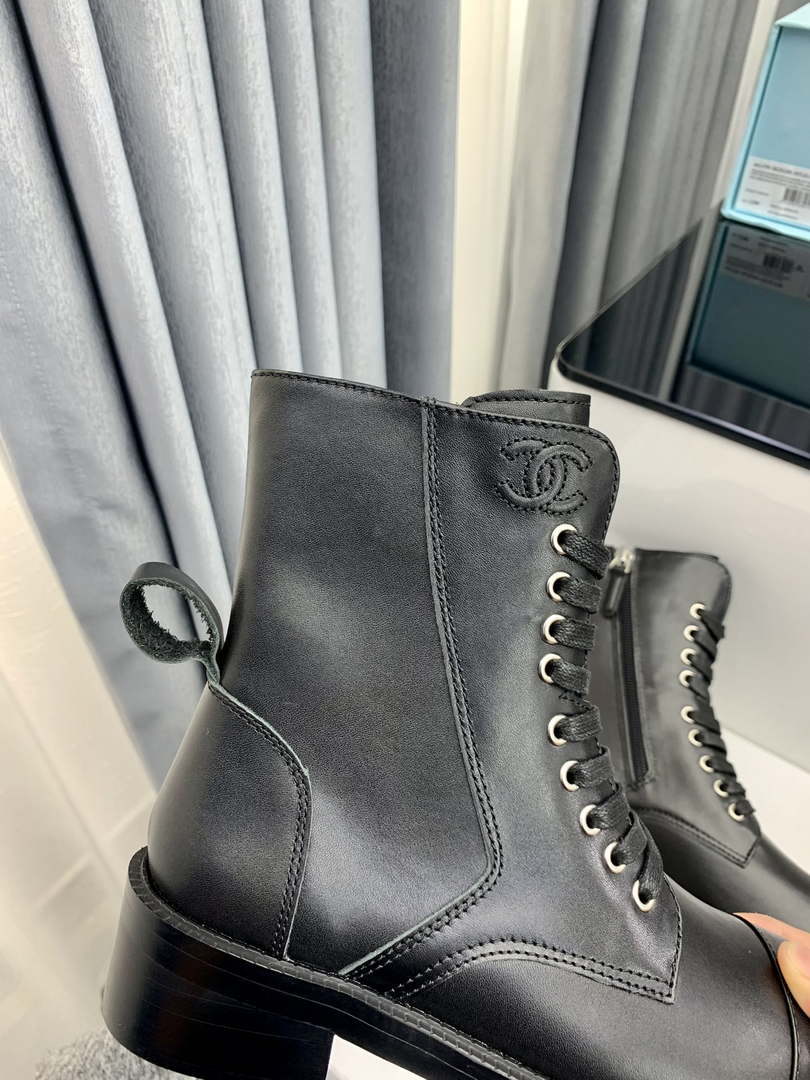 Chanel Women's Shoes G39162 Y55902 94305 Ankle Boots Lace-Ups 189743
