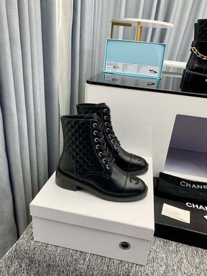 Chanel Women's Shoes G39162 Y55902 94305 Ankle Boots Lace-Ups 189744 - 35 - View 8