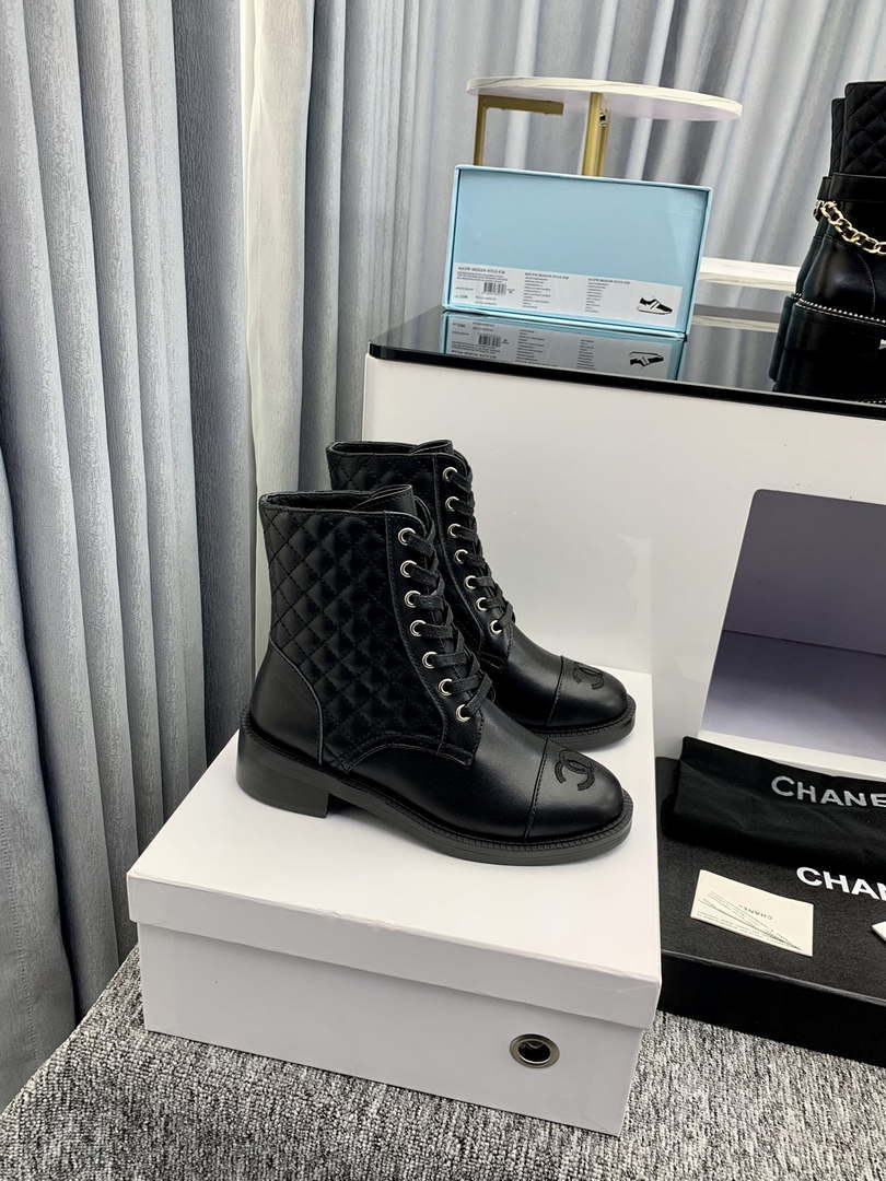 Chanel Women's Shoes G39162 Y55902 94305 Ankle Boots Lace-Ups 189744 - 35 - View 8