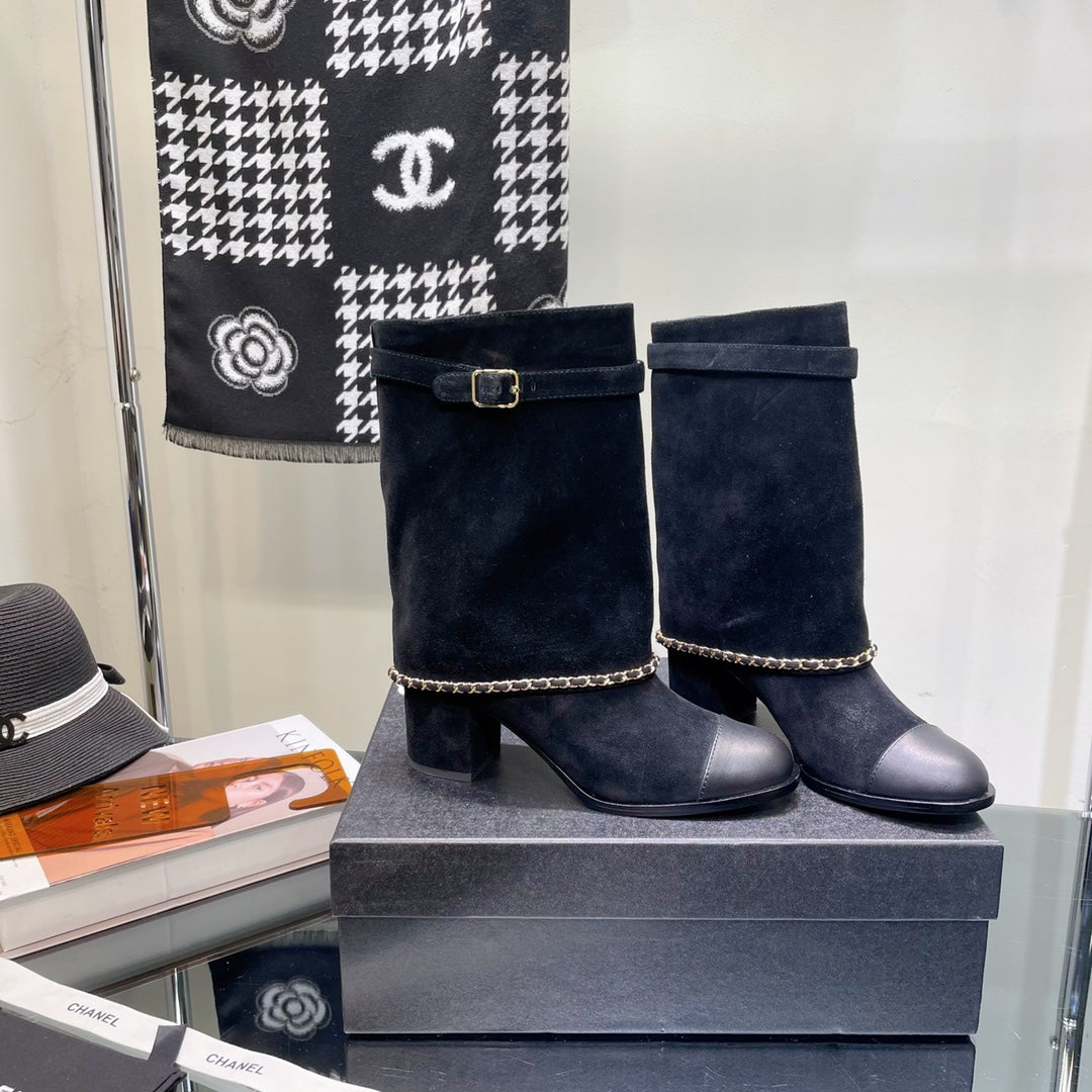 Chanel Women's Shoes  G39345 X56709 94305Classcal Chain Hight Boots 190782 - 35 - View 1