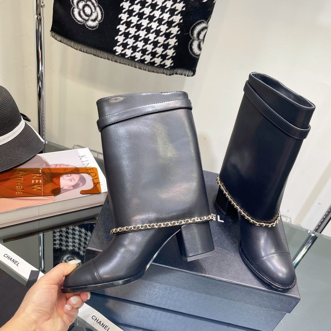 Chanel Women's Shoes  G39345 X56709 94305Classcal Chain Hight Boots 190784 - 35 - View 7