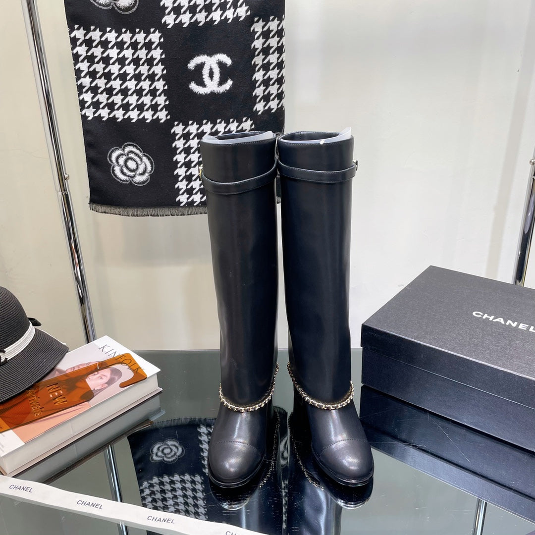 Chanel Women's Shoes  G39345 X56709 94305Classcal Chain Hight Boots 190786 - 35 - View 9