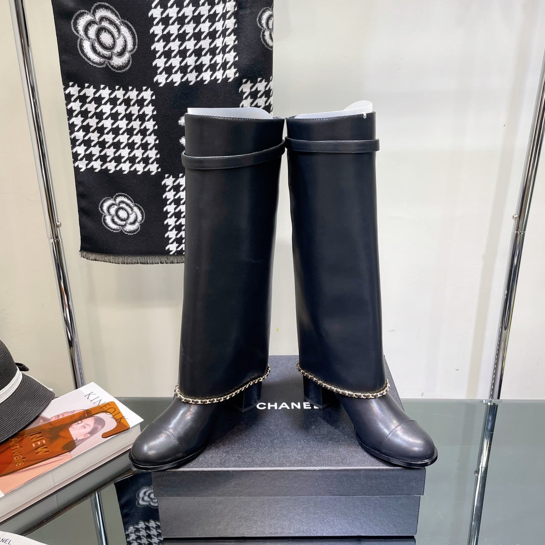 Chanel Women's Shoes  G39345 X56709 94305Classcal Chain Hight Boots 190786