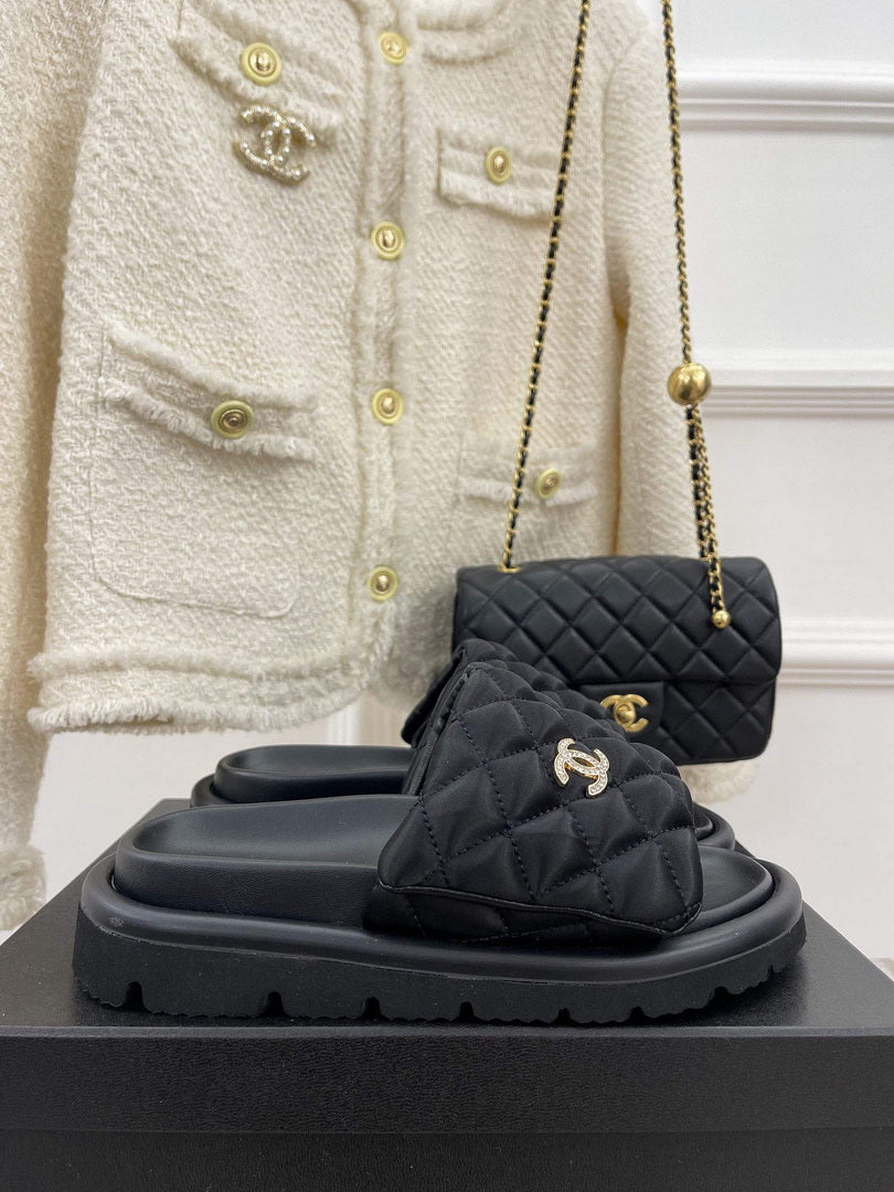 Chanel Women's Shoes Rhombus Velcro Slippers C91280