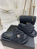 Chanel Women's Shoes Rhombus Velcro Slippers C91280
